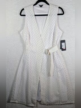 Marciano White Lace Dress with Fabric Belt